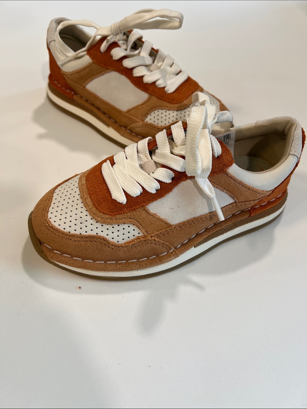 Clarks Kids Casual Suede & Leather Sneakers - Tan, Brown Orange, White, NWOT